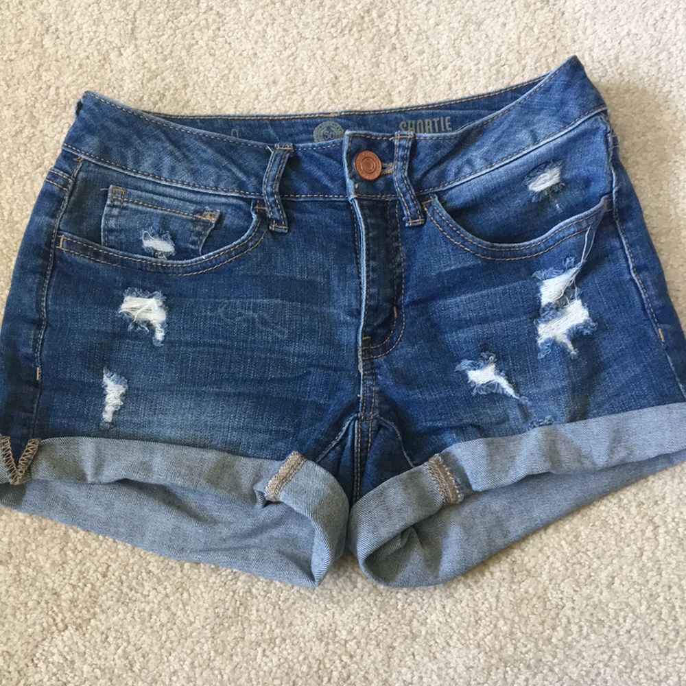 SO denim shortie shorts low rise